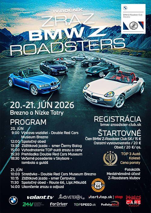 IV.ročník Zraz BMW Z-Roadsters - 20.-21.jún 2026 Brezno a Nízke Tatry